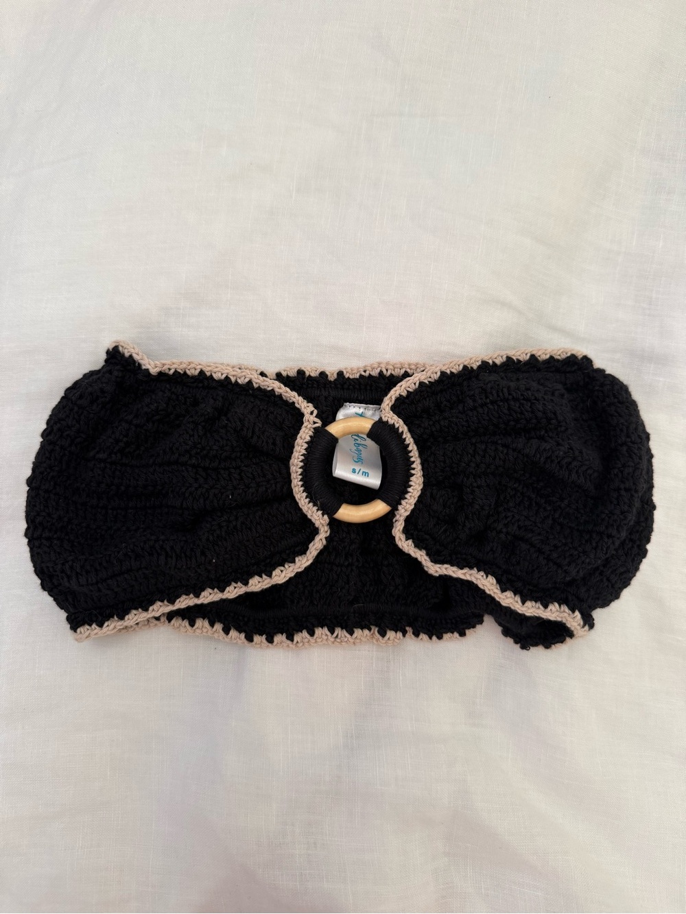 ANDI BAGUS Black Crochet Bandeau Bikini Top